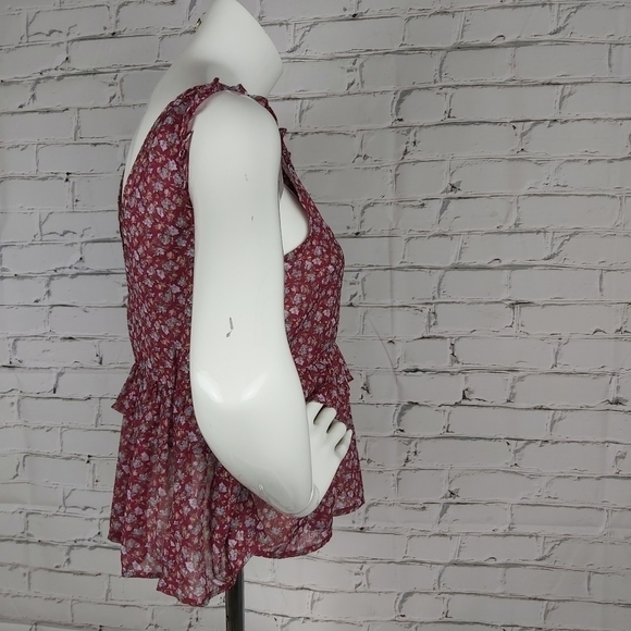 AMERICAN eagle boho floral red tank top - Picture 3 of 11